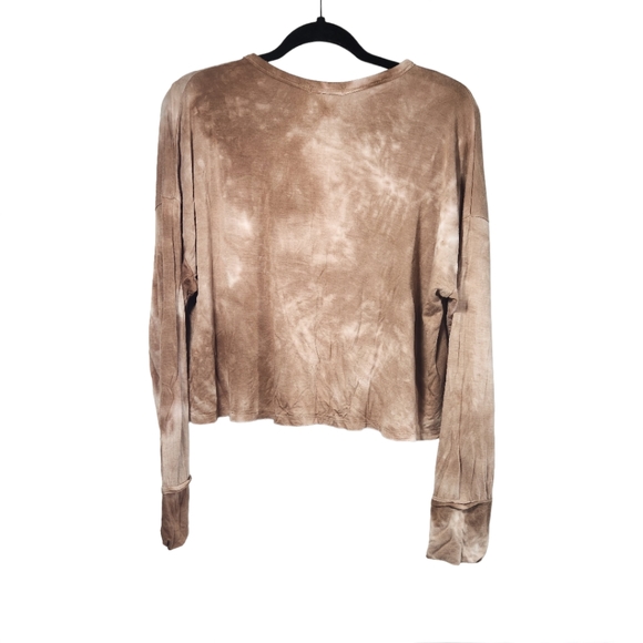 Fashion Nova Long Sleeve Tie Dye Crop Top - Tan / Taupe - Picture 8 of 10